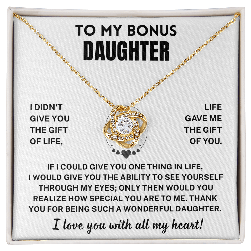 Bonus Daughter Gift, "I Love You ", Knot Necklace
