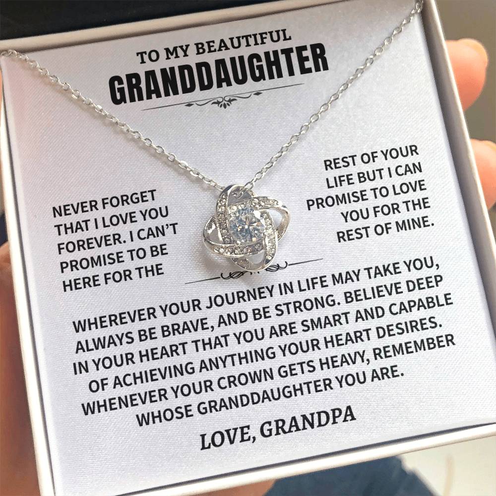 Granddaughter Gift From Grandpa, "Never Forget", Knot Necklace