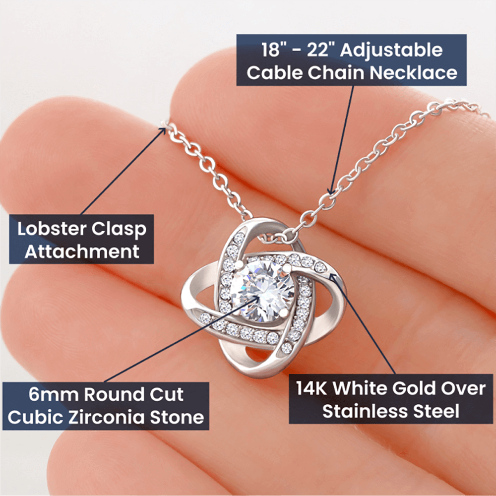 Bonus Daughter Gift, "I Love You ", Knot Necklace