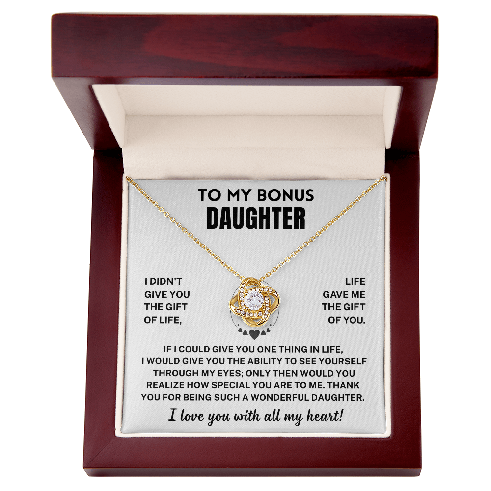 Bonus Daughter Gift, "I Love You ", Knot Necklace