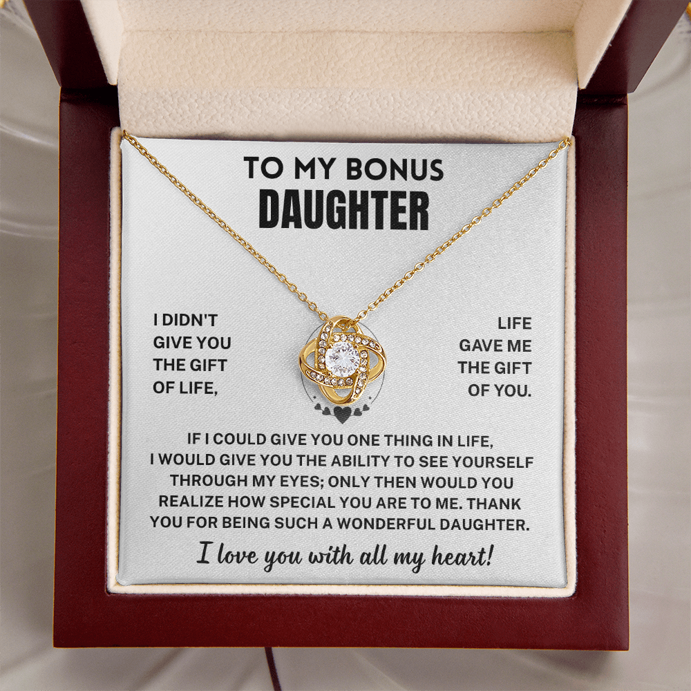 Bonus Daughter Gift, "I Love You ", Knot Necklace