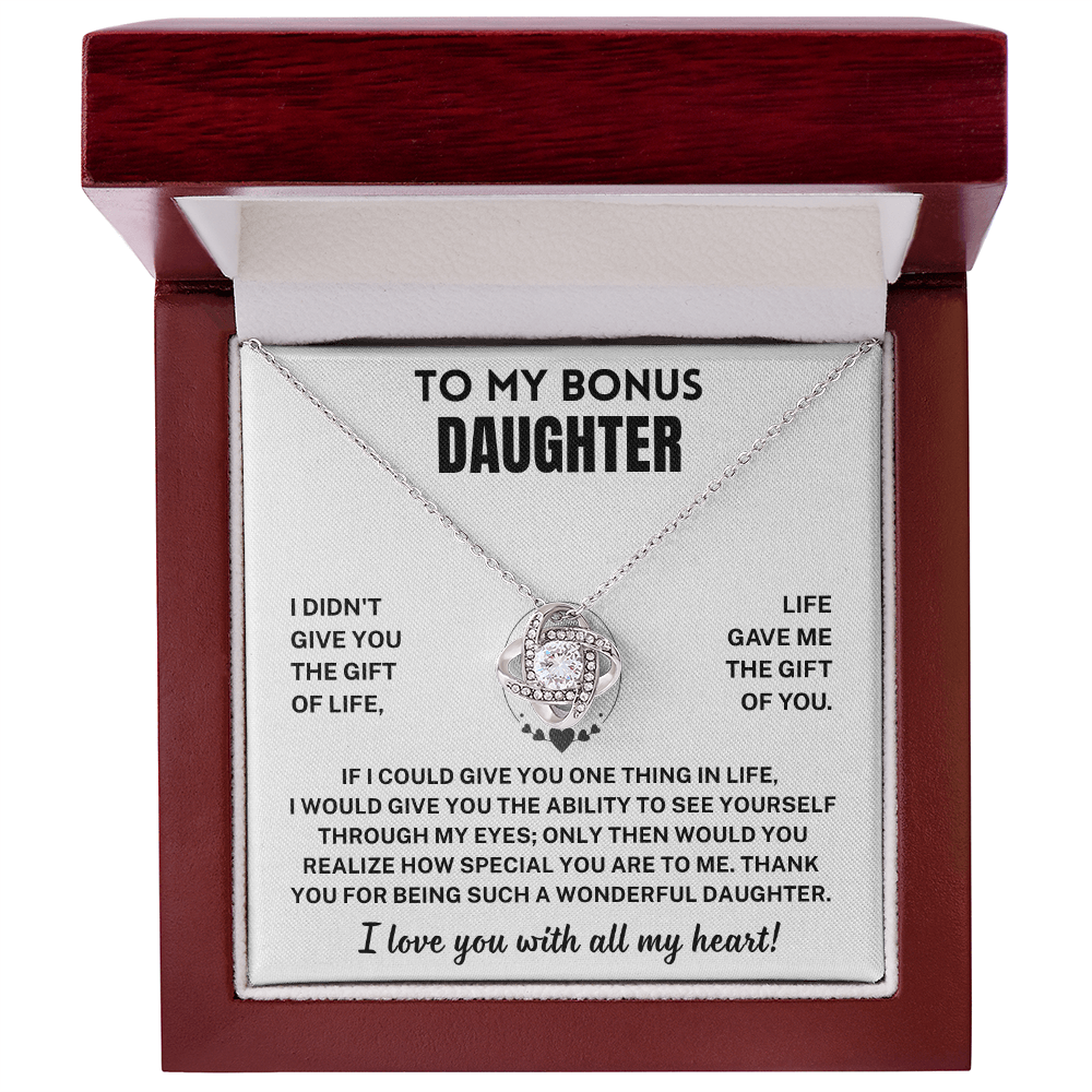 Bonus Daughter Gift, "I Love You ", Knot Necklace