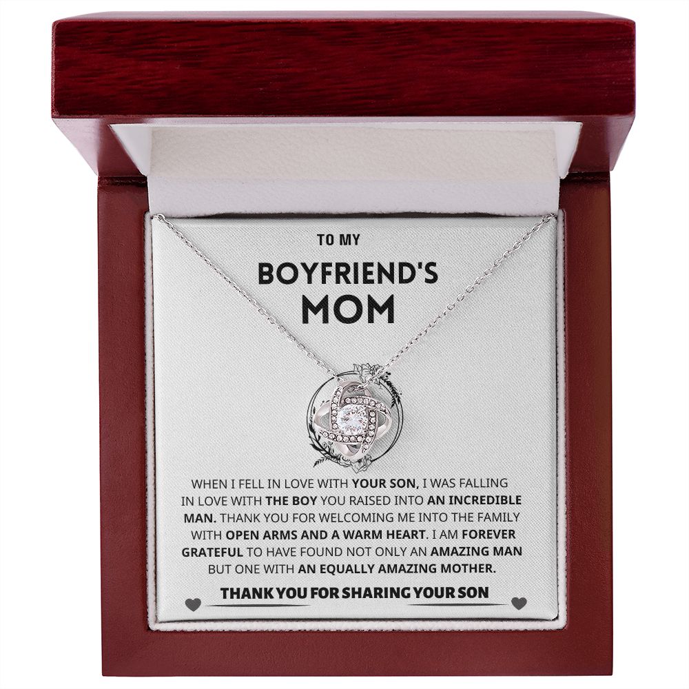 Boyfriend's Mom Gift- Forever Grateful-Love Knot Necklace