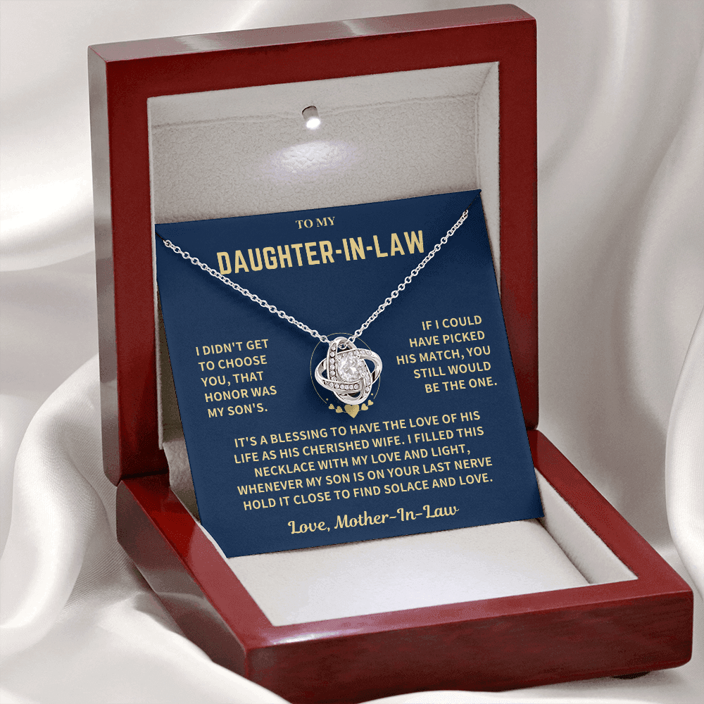 Daughter-In-Law Gift, "Filled With Love", Knot Necklace