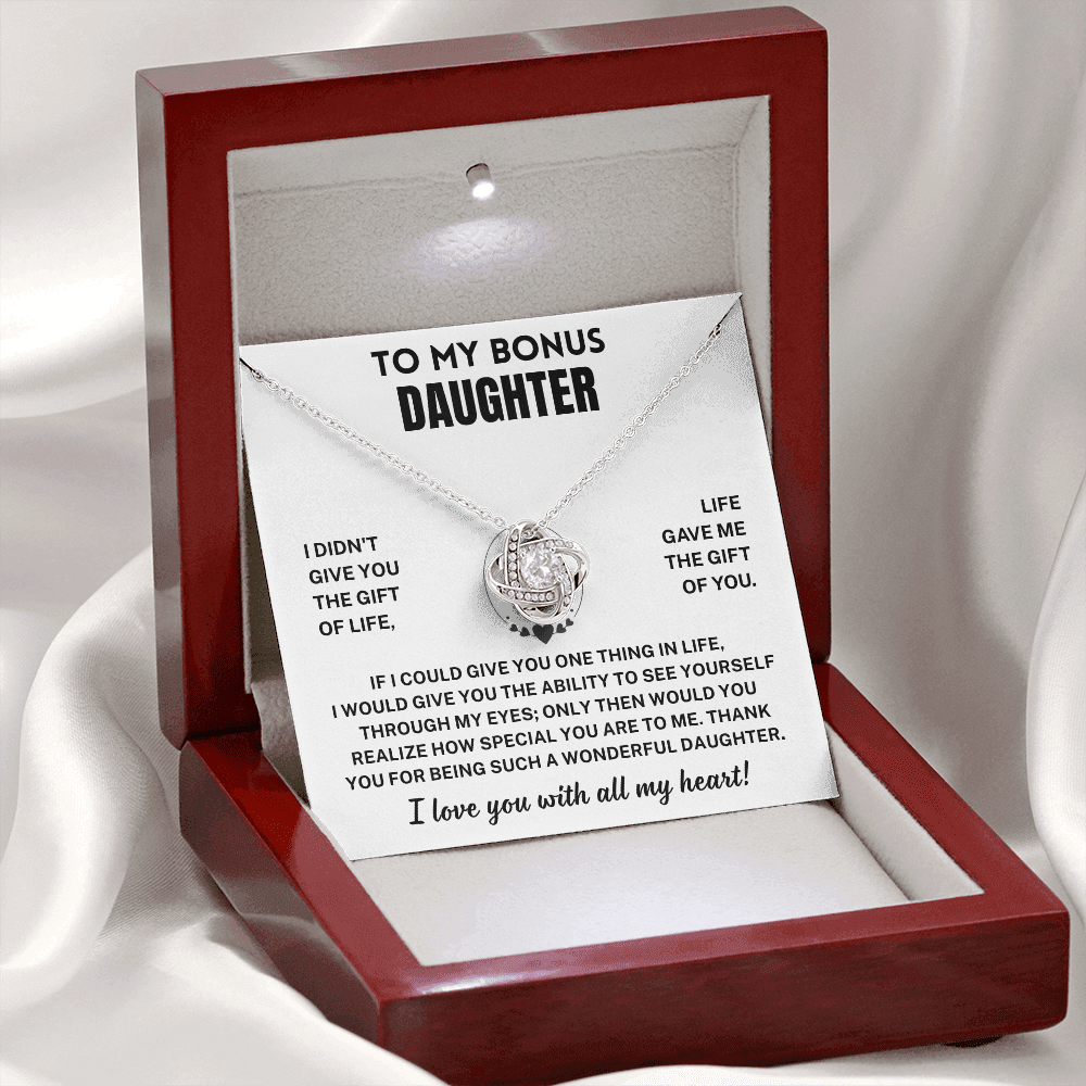 Bonus Daughter Gift, "I Love You ", Knot Necklace