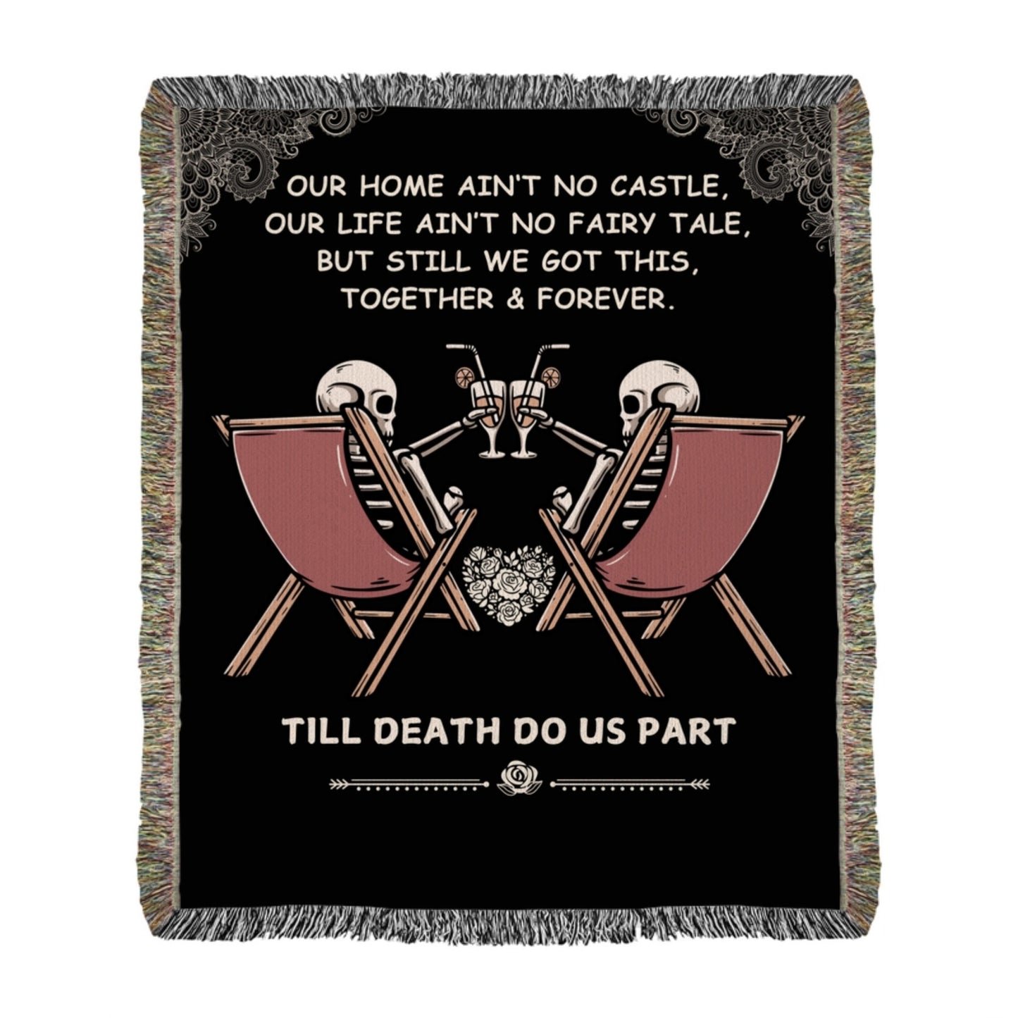 Personalized Skeleton Couples Heirloom Woven Blanket