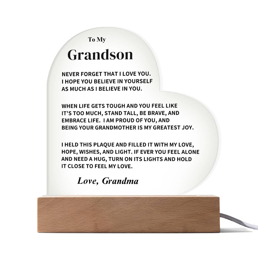 Grandson Gift- From Grandma, Heart Acrylic Plaque