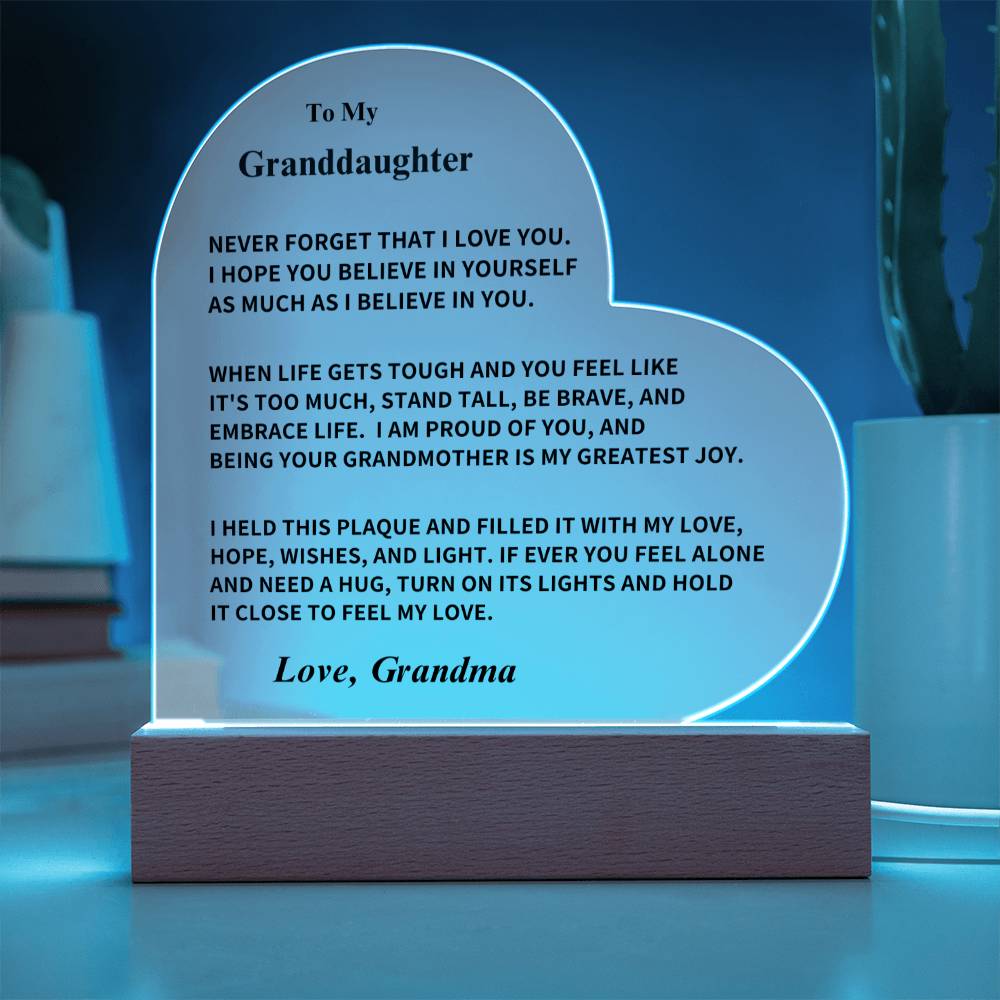 Granddaughter Gift, From Grandma- Acrylic Plaque