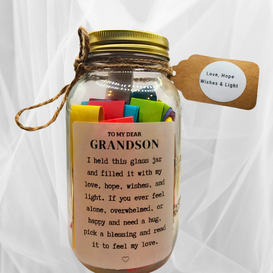 Grandson Jar of Love, Hope,Wishes and Light