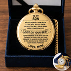 To My Son - From Mom, Vintage-Style Gold Pocket Watch Gift Set