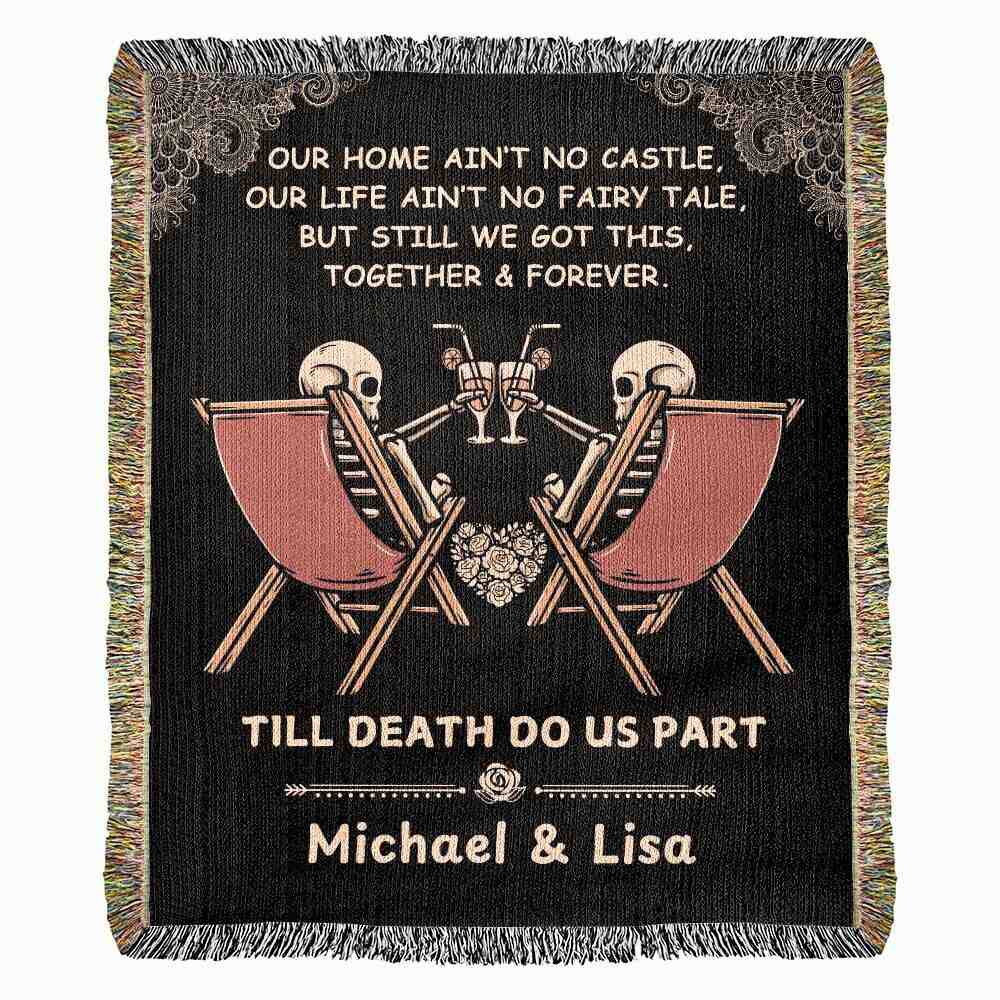 Personalized Skeleton Couples Heirloom Woven Blanket