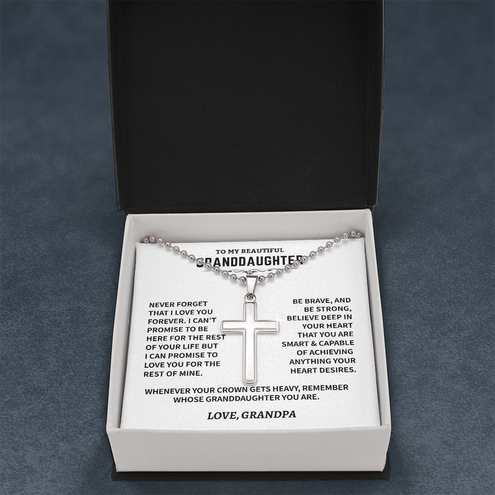 Granddaughter Gift,"Never Forget", Cross Necklace