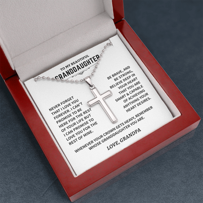 Granddaughter Gift,"Never Forget", Cross Necklace