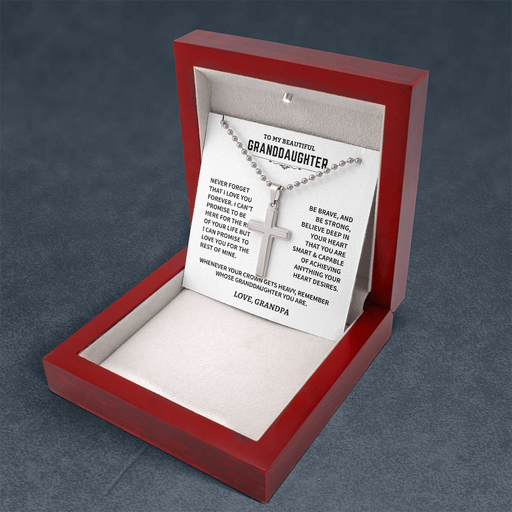 Granddaughter Gift,"Never Forget", Cross Necklace