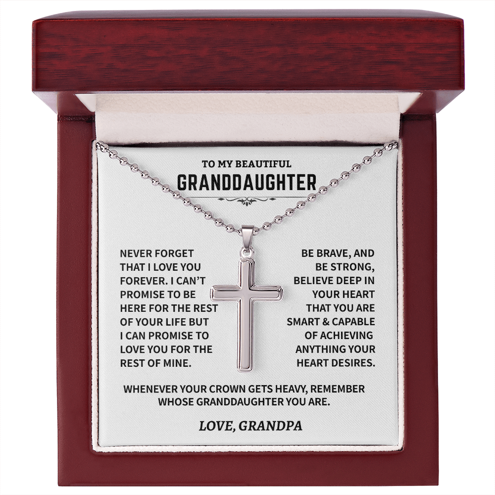 Granddaughter Gift,"Never Forget", Cross Necklace