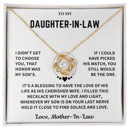 Daughter-In-Law Gift, "Filled with Love", Knot Necklace