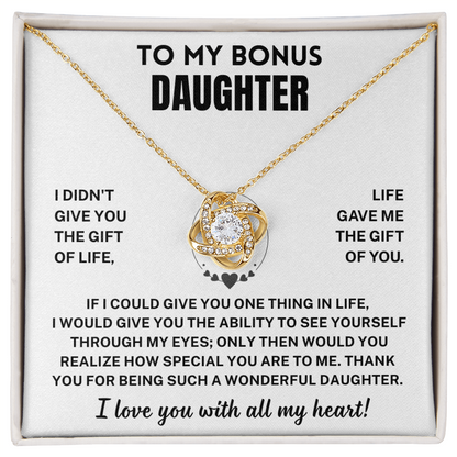 Bonus Daughter Gift, "I Love You ", Knot Necklace