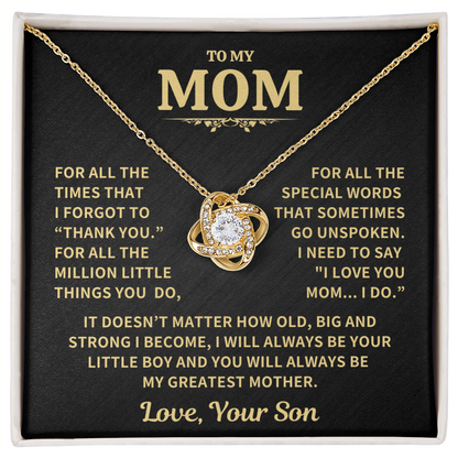 Gift For Mom From Son, "Thank You Necklace Gift"