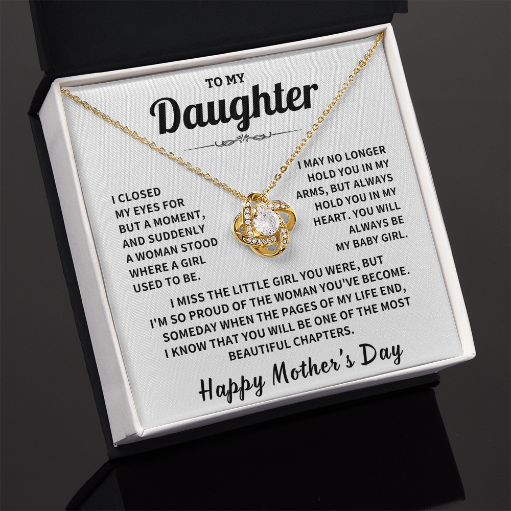 Daughter gift, "Always In My Heart", Knot Necklace