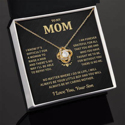 Mom Gift From Son, "Forever Grateful",Knot Necklace