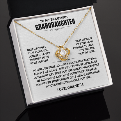Granddaughter Gift From Grandpa, "Never Forget", Knot Necklace