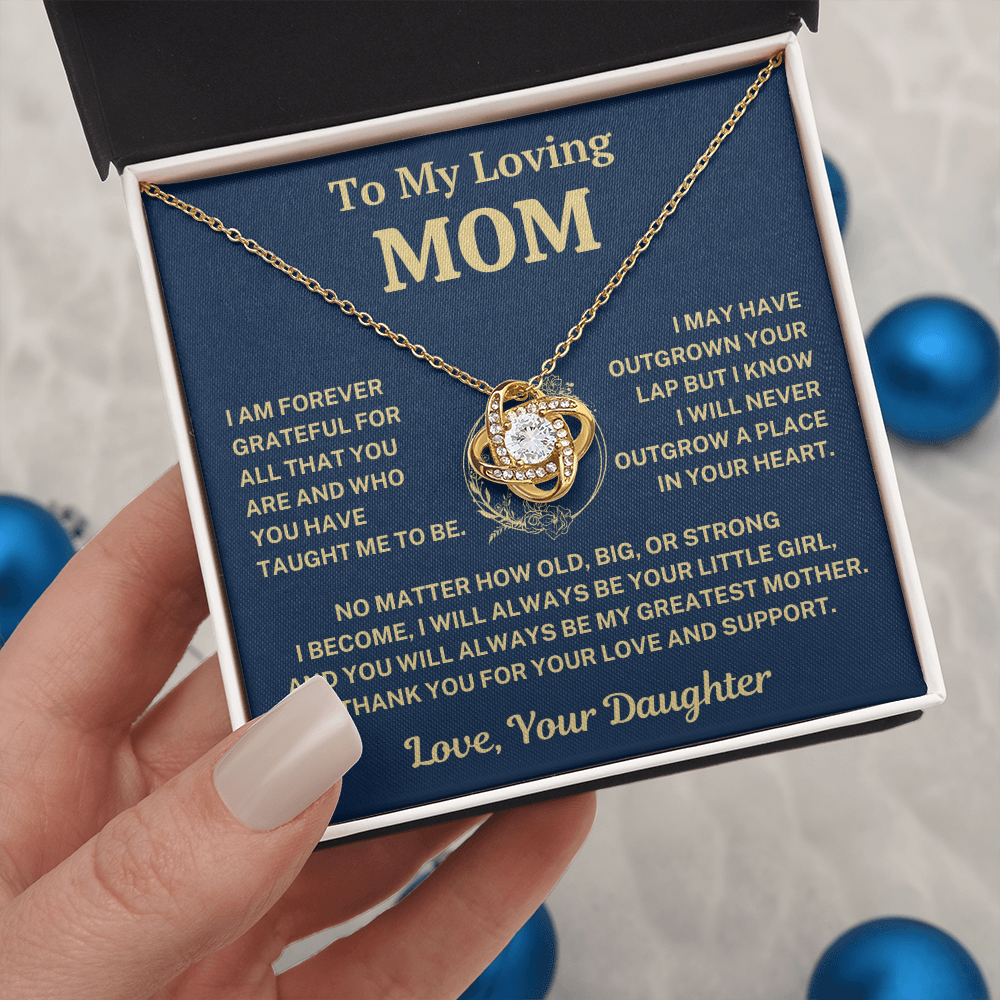 Mom Gift From Daughter, "Forever Grateful", Knot Necklace