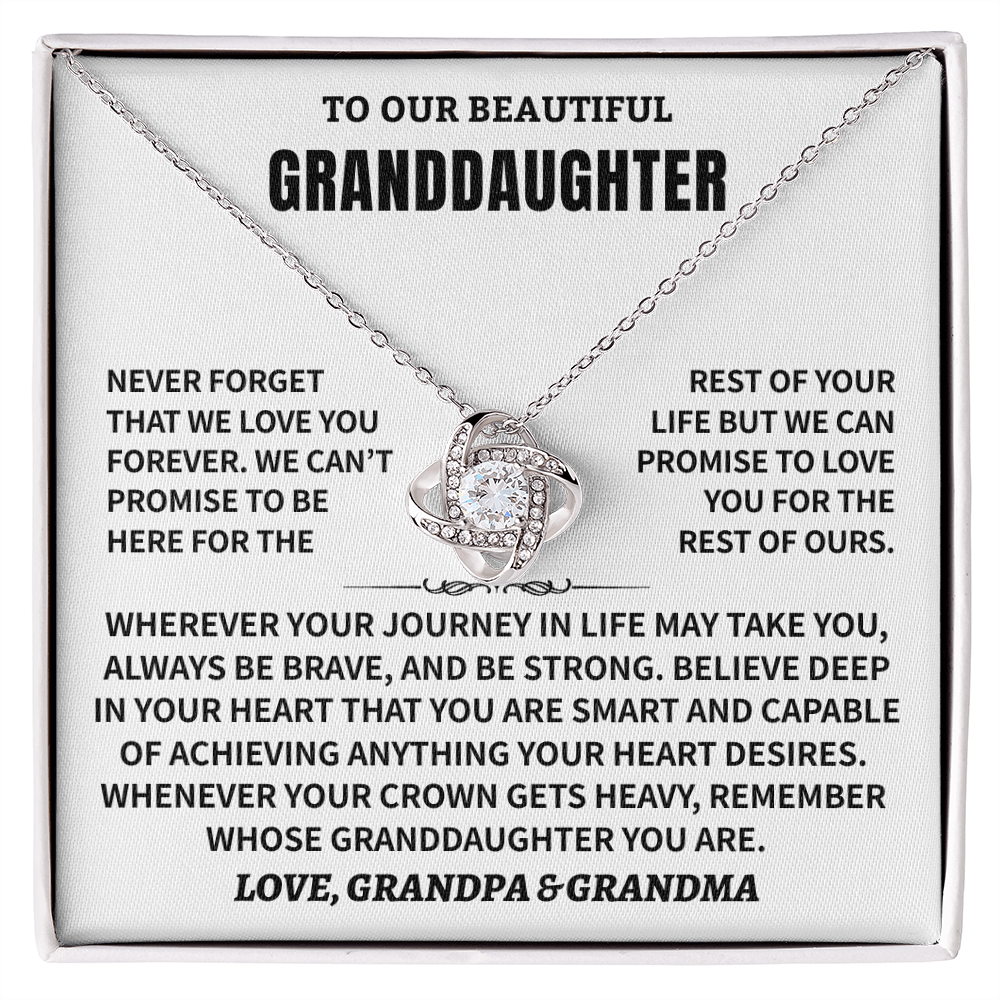 Granddaughter Gift From Grandpa & Grandma,"Never Forget", Knot Necklace