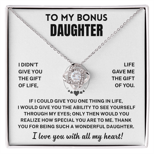 Bonus Daughter Gift, "I Love You ", Knot Necklace