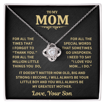 Mom Gift From Son ,"Thank You",Knot Necklace
