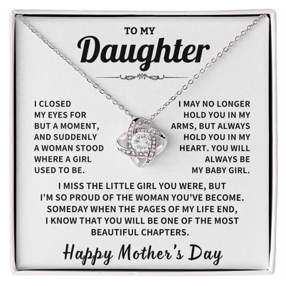 Daughter gift, "Always In My Heart", Knot Necklace