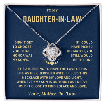 Daughter-In-Law Gift, "Filled With Love", Knot Necklace