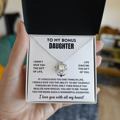 Bonus Daughter Gift, "I Love You ", Knot Necklace