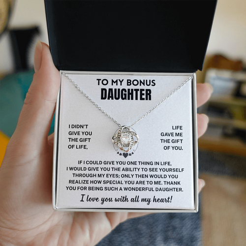Bonus Daughter Gift, "I Love You ", Knot Necklace