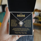 Mom Gift From Son, "Forever Grateful",Knot Necklace