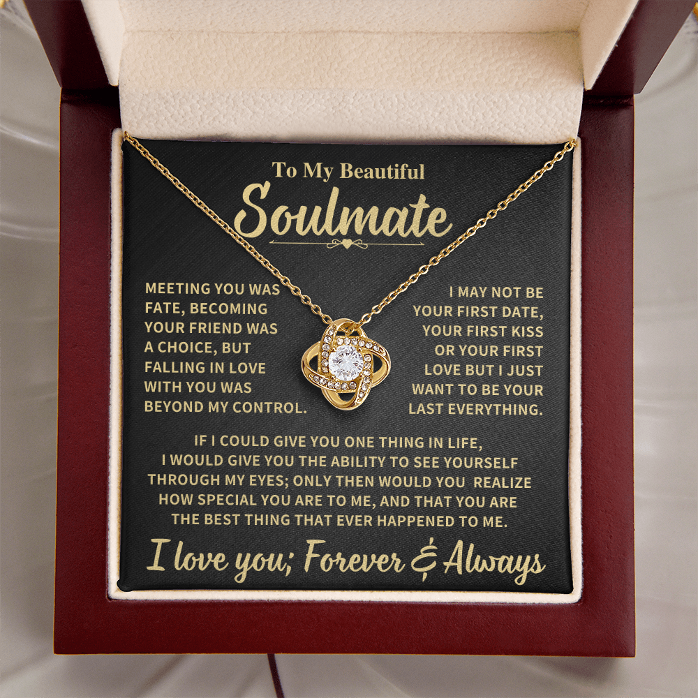 Beautiful Soulmate Gift, "Meeting You Was Fate", Knot Necklace