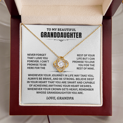 Granddaughter Gift From Grandpa, "Never Forget", Knot Necklace