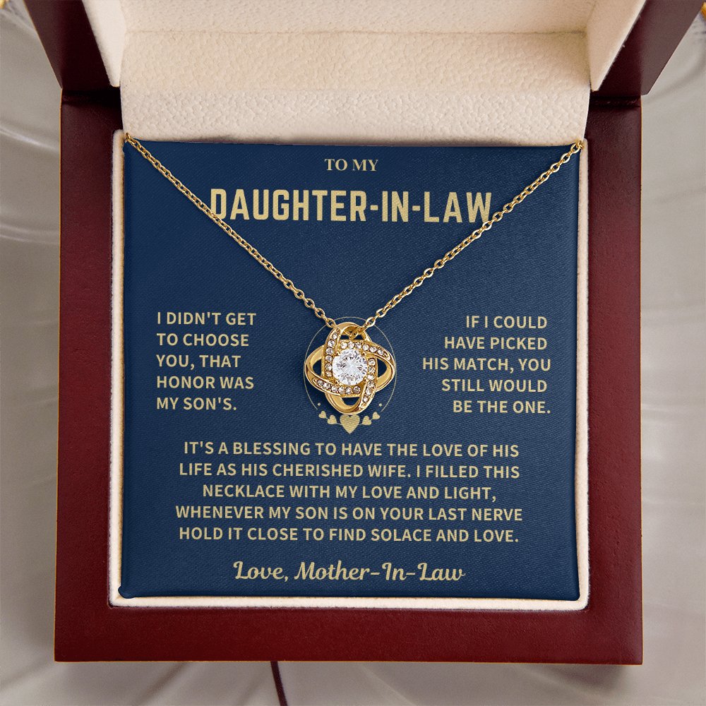Daughter-In-Law Gift, "Filled With Love", Knot Necklace