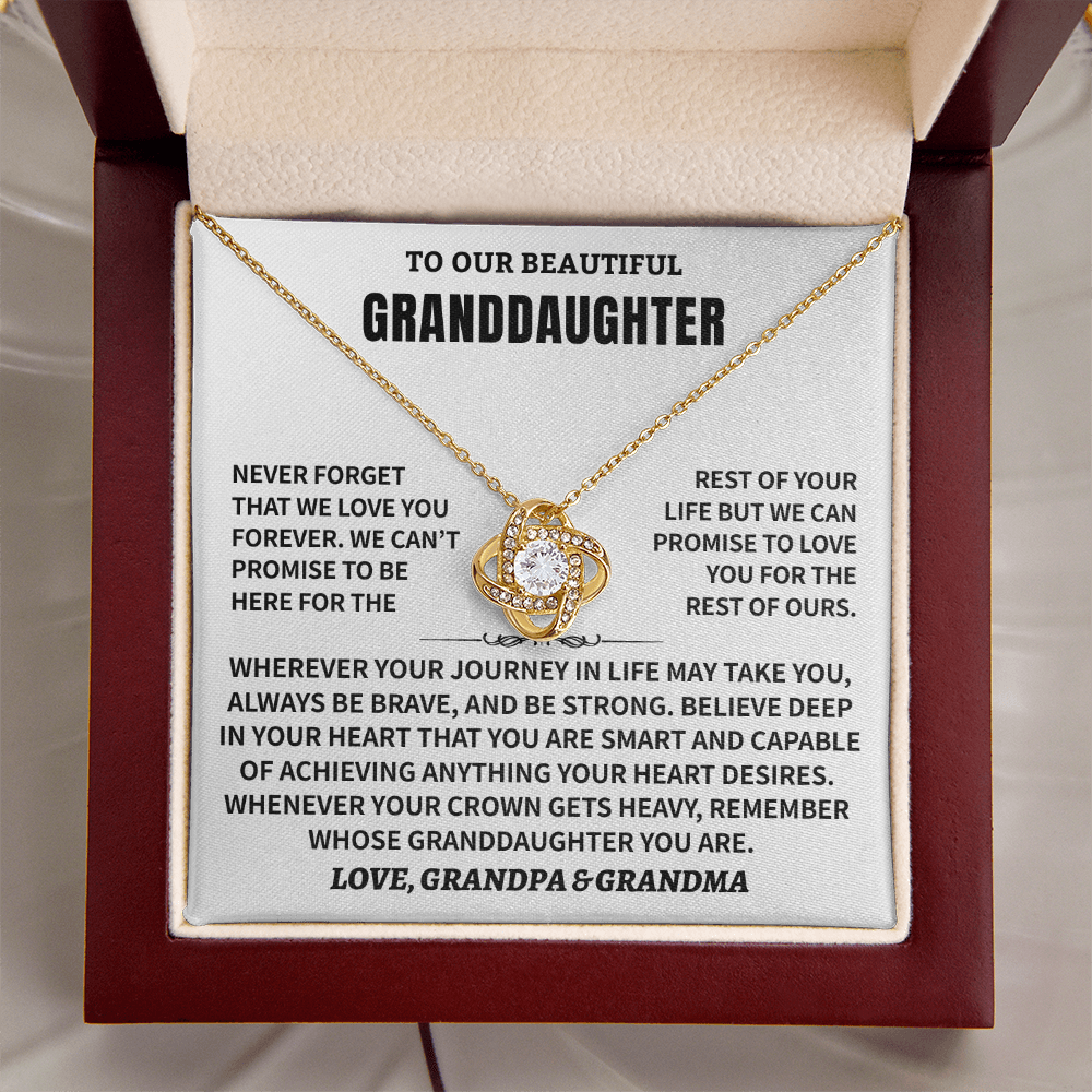 Granddaughter Gift From Grandpa & Grandma,"Never Forget", Knot Necklace