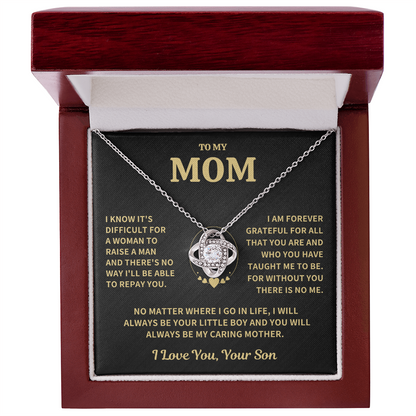 Mom Gift From Son, "Forever Grateful",Knot Necklace
