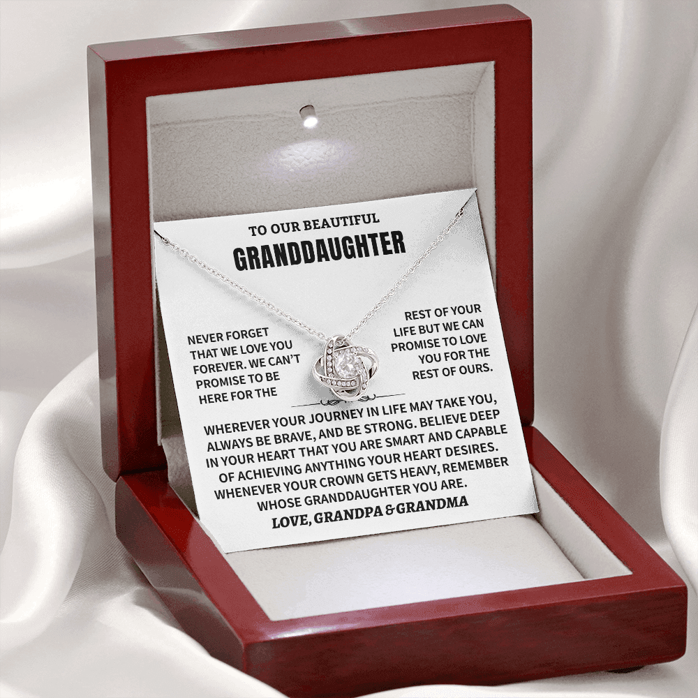 Granddaughter Gift From Grandpa & Grandma,"Never Forget", Knot Necklace