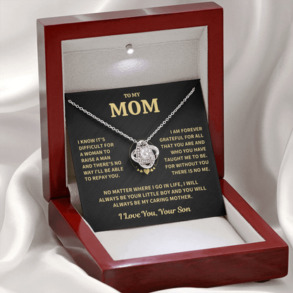Mom Gift From Son, "Forever Grateful",Knot Necklace