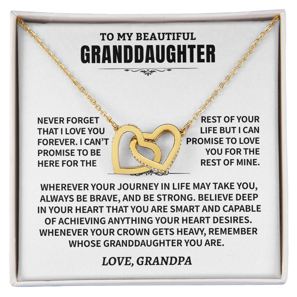 To My Granddaughter Gift From Grandpa- Interlocking Hearts Necklace