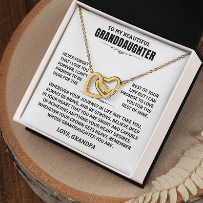 To My Granddaughter Gift From Grandpa- Interlocking Hearts Necklace