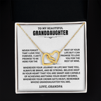 To My Granddaughter Gift From Grandpa- Interlocking Hearts Necklace