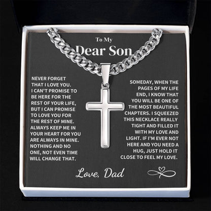 Son Gift- Cuban Chain with Artisan Cross Necklace