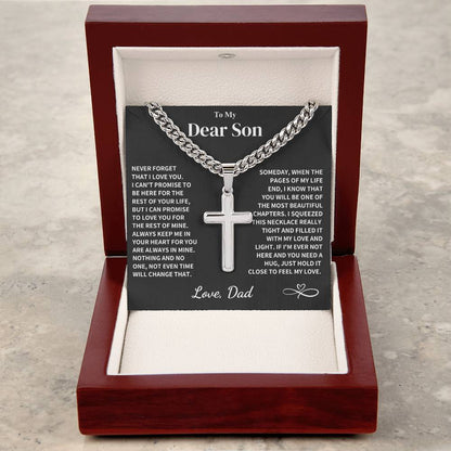 Son Gift- Cuban Chain with Artisan Cross Necklace