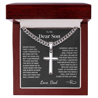 Son Gift- Cuban Chain with Artisan Cross Necklace