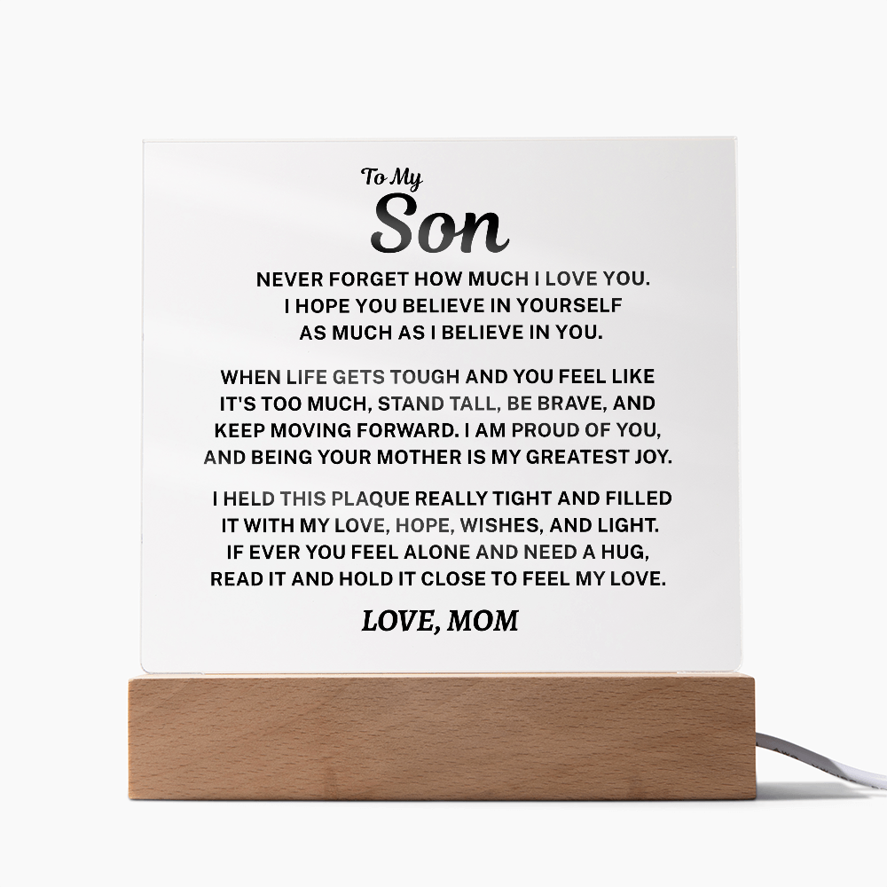 To My Son Acrylic Plaque From Mom  – A Gift He’ll Treasure Forever 💙