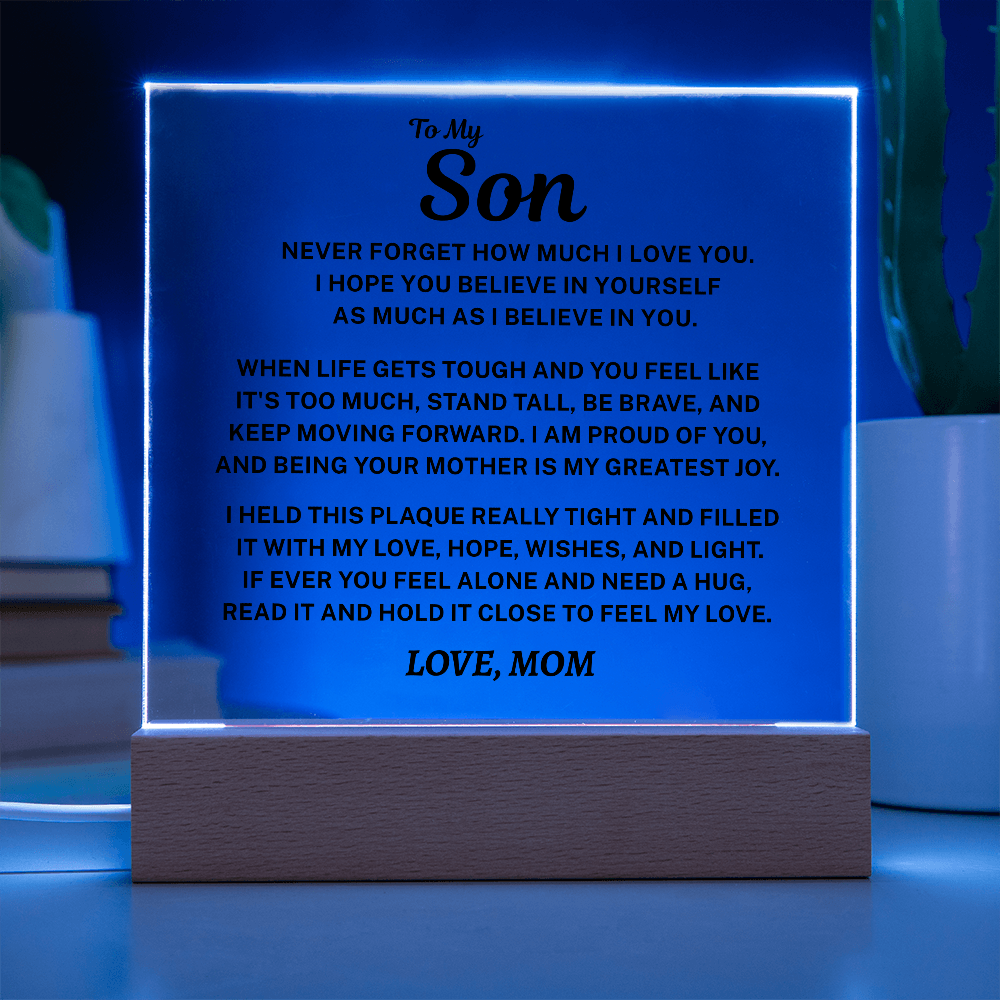 To My Son Acrylic Plaque From Mom  – A Gift He’ll Treasure Forever 💙