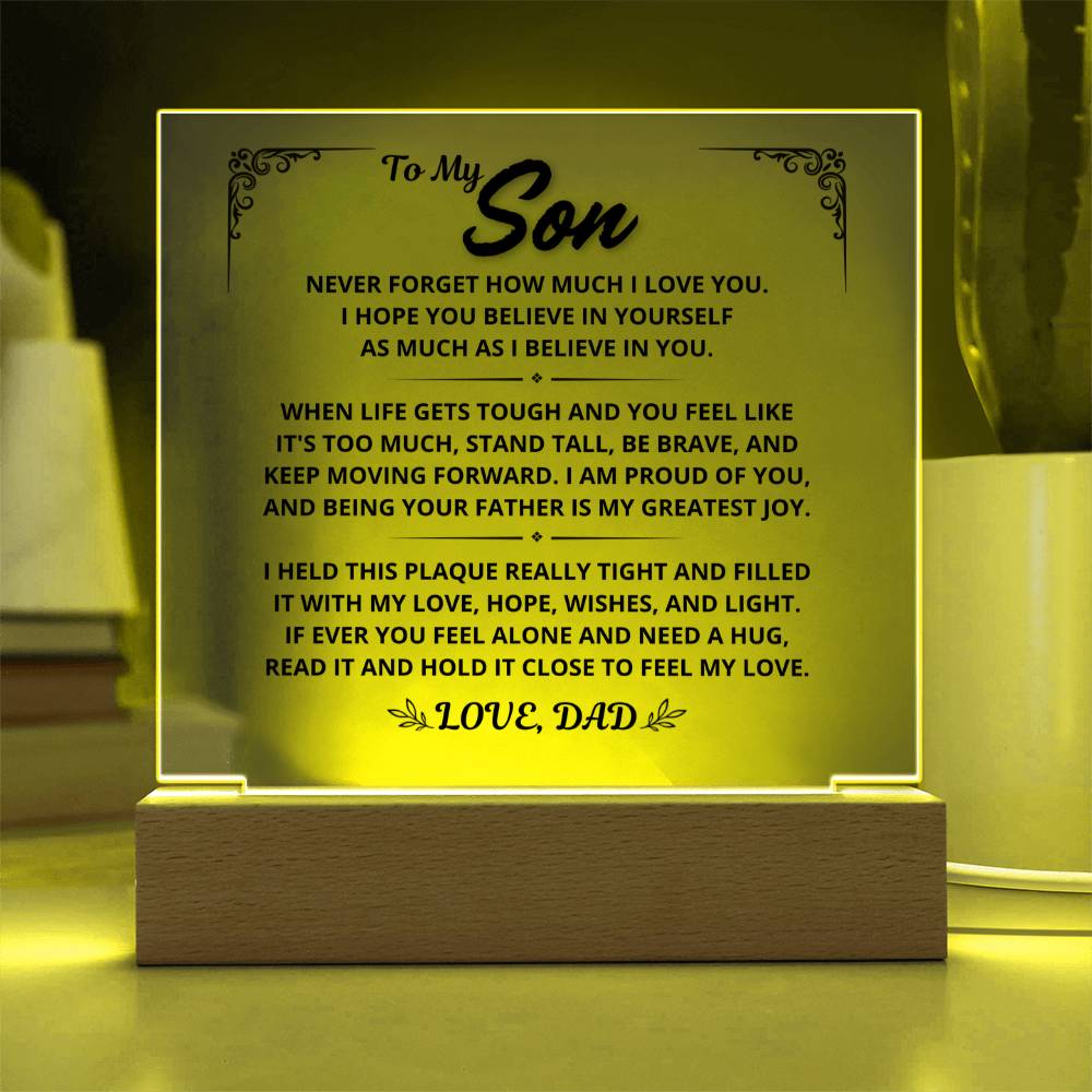 To My Son Gift From Dad - Keep Moving Forward, LED Acrylic Plaque